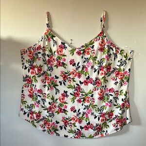 Torrid pink/cream floral print polyester tank top with spaghetti straps  size 6X